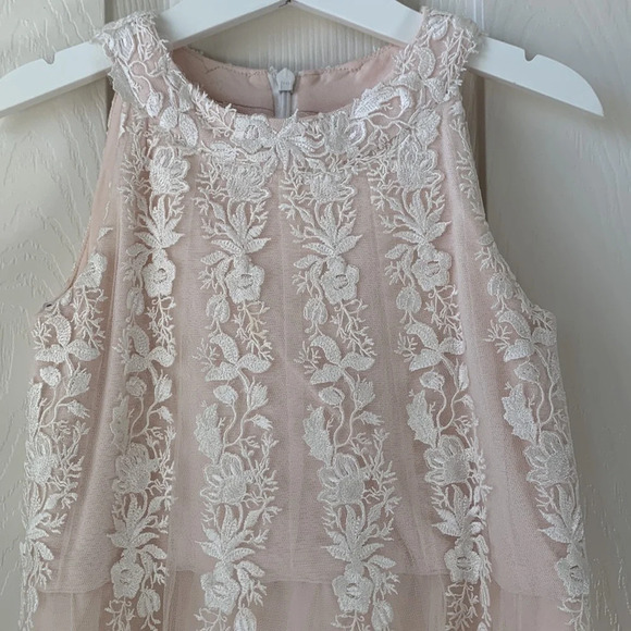 Tadashi Shoji Nissita Lace Tulle Dress Girl Size 6 Ivory/Blush - Picture 4 of 9
